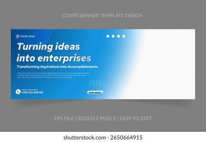 Light gradient blue cover with editable image and text layers. Neat and stylish
