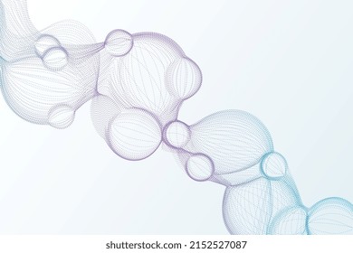 Light gradient bubble wave of particles digital background. Futuristic vector illustration in science style