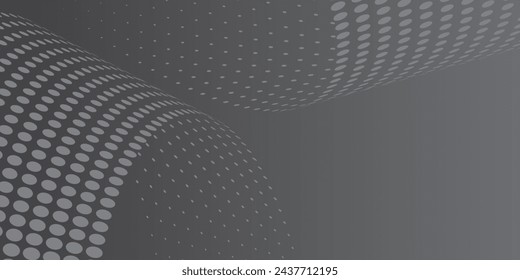 Light gradient silver and black halftone dots modern grunge wide background.