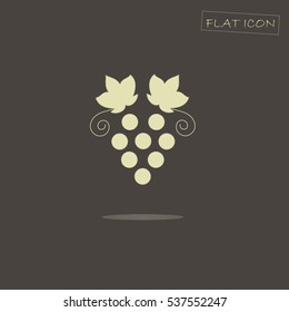 Light grape bunch on black, flat icon vector illustration