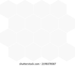 Light gray, 50 %, low, opacity, hexagon, honeycomb shapes with no strokes. Use for photo collection, collage, masks, overlay or montage. Transparent background. Vector illustration, eps 10.