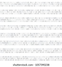 Light gray abstract mosaic horizontal striped seamless pattern. Ceramic tile fragments endless texture Vector background