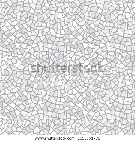 Light gray abstract mosaic seamless pattern. Vector crack stone marble background. Endless rock concrete texture. Ceramic tile fragments. Terrazzo floor print.