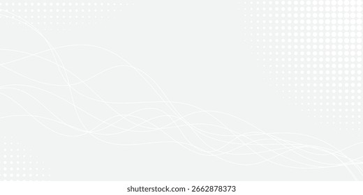 A light gray background featuring fluid, abstract white wavy lines interwoven with subtle halftone dot patterns, creating a modern, organic, and minimalist design 2