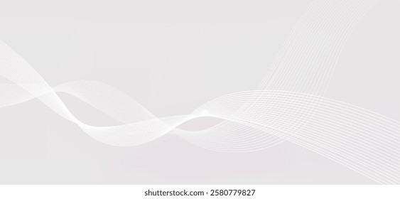 A light gray background with white wavy lines that are translucent and simple. These waves create a sense of movement and flow, giving the image a dimensional and lively feel.