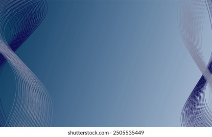 light gray blue with white line curve as vertical border business presentation slide background vector, blue background, tape line wave