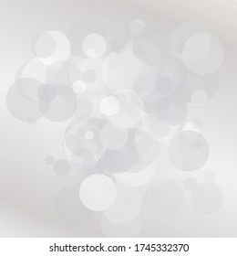 Light gray bokeh background. Scalable vector illustration. Pattern with circles of different scale and transparency with overlap. Easy background for banners, web pages, ads, Wallpapers