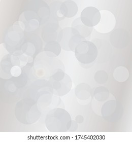 Light gray bokeh background. Scalable vector illustration. Pattern with circles of different scale and transparency with overlap. Easy background for banners, web pages, ads, Wallpapers
