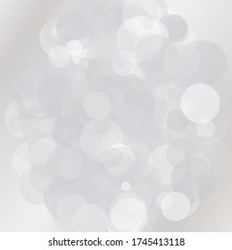 Light gray bokeh background. Scalable vector illustration. Pattern with circles of different scale and transparency with overlap. Easy background for banners, web pages, ads, Wallpapers