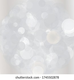 Light gray bokeh background. Scalable vector illustration. Pattern with circles of different scale and transparency with overlap. Easy background for banners, web pages, ads, Wallpapers