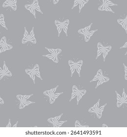 Light Gray Butterflies Floating on a Soft Charcoal Gray Background creating a seamless pattern print