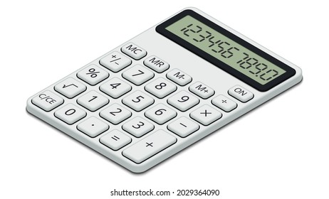 Light gray calculator with shadow. Vector illustration.
