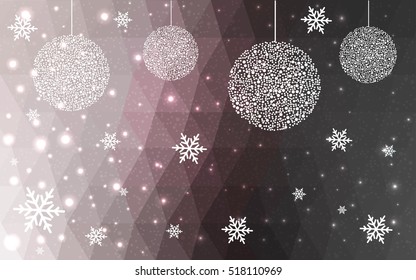 Light Gray christmas postcard low polygon background. Vector illustration consisting of triangles. Abstract triangular polygonal origami or crystal design of New Year celebration.