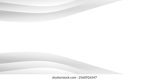 Light gray curved lines on a white background. Abstract white background with wavy blue lines and modern design elements