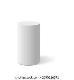 Light gray cylinder template isolated on white background. 3D object figure design.