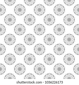Light gray floral design on white background. Seamless pattern for textile and wallpapers