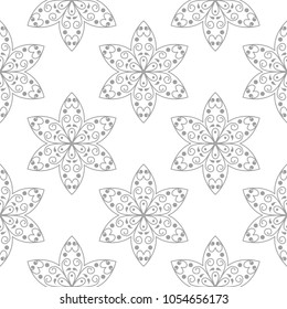 Light gray floral design on white background. Seamless pattern for textile and wallpapers