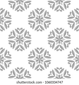 Light gray floral design on white background. Seamless pattern for textile and wallpapers
