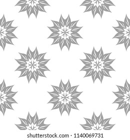 Light gray floral design on white background. Seamless pattern for textile and wallpapers