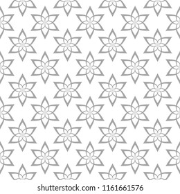 Light gray floral design on white background. Seamless pattern for textile and wallpapers