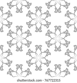 Light gray floral design on white background. Seamless pattern for textile and wallpapers