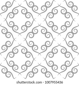 Light gray floral element on white background. Seamless pattern for textile and wallpapers