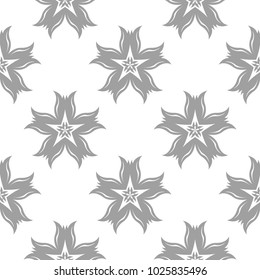 Light gray floral element on white background. Seamless pattern for textile and wallpapers