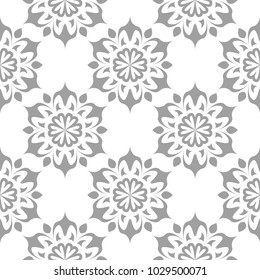Light gray floral element on white background. Seamless pattern for textile and wallpapers