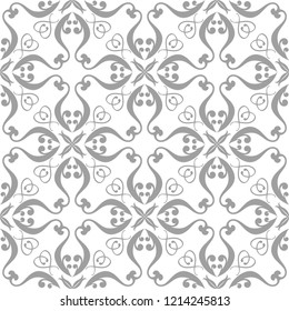 Light gray floral element on white background. Seamless pattern for textile and wallpapers