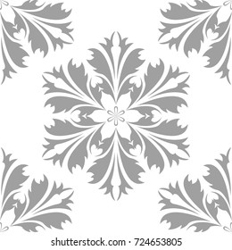 Light gray floral element on white background. Seamless pattern for textile and wallpapers