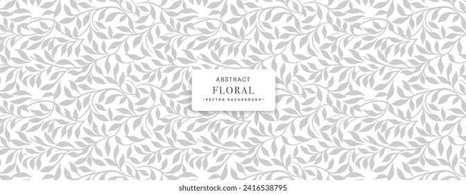 Light gray floral nature pattern background or seamless leaf pattern