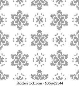 Light gray floral ornament on white background. Seamless pattern for textile and wallpapers