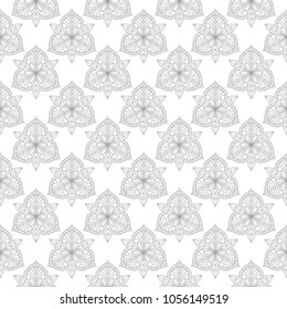 Light gray floral ornament on white background. Seamless pattern for textile and wallpapers
