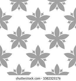 Light gray floral ornament on white background. Seamless pattern for textile and wallpapers