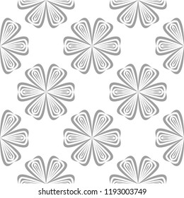 Light gray floral ornament on white background. Seamless pattern for textile and wallpapers