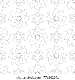 Light gray floral ornament on white background. Seamless pattern for textile and wallpapers