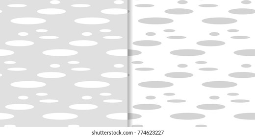 Light gray geometric ornaments. Set of seamless patterns for web, textile and wallpapers