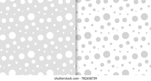 Light gray geometric ornaments. Set of seamless patterns for web, textile and wallpapers
