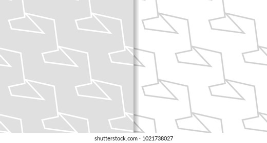 Light gray geometric prints. Set of seamless patterns for web, textile and wallpapers