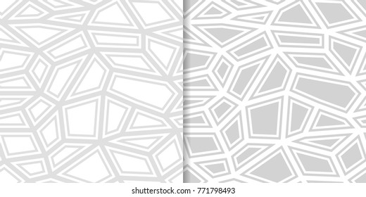 Light gray geometric prints. Set of seamless patterns for web, textile and wallpapers