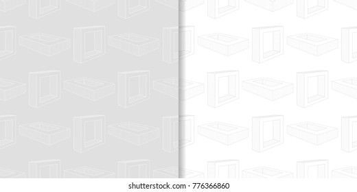 Light gray geometric prints. Set of seamless patterns for web, textile and wallpapers
