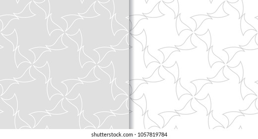 Light gray geometric seamless patterns for web, textile and wallpapers