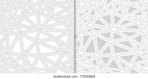 Light gray geometric seamless patterns for web, textile and wallpapers