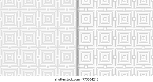 Light gray geometric seamless patterns for web, textile and wallpapers