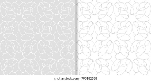 Light gray geometric seamless patterns for web, textile and wallpapers