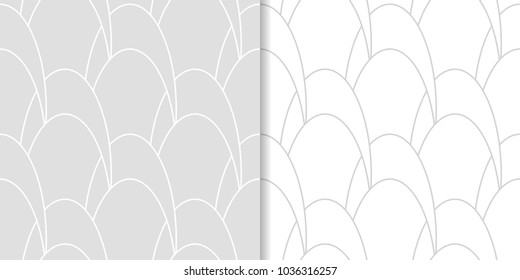 Light gray geometric set of seamless patterns for web, textile and wallpapers
