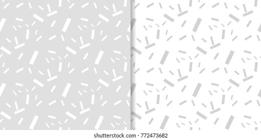 Light gray geometric set of seamless patterns for web, textile and wallpapers