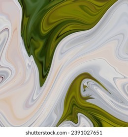 hellgrauer Hintergrund mit hellgrünem Hintergrund, unscharf durch einen Fluss von Acrylflüssigkeit.