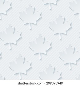 Light gray maple leaves wallpaper. 3d seamless background. Vector EPS10. See others in My Perforated Paper Sets.
