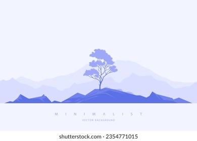 Light gray minimalist landscape background. Monochrome creative modern paint. Abstract nature art contemporary mountain poster. Hand drawn vector illustration in flat style for prints web and canvas